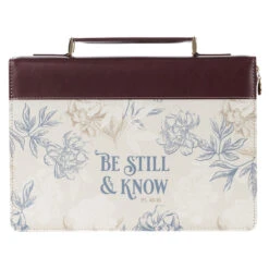 BC: Medium Be Still And Know Neutral Florals Faux Leather