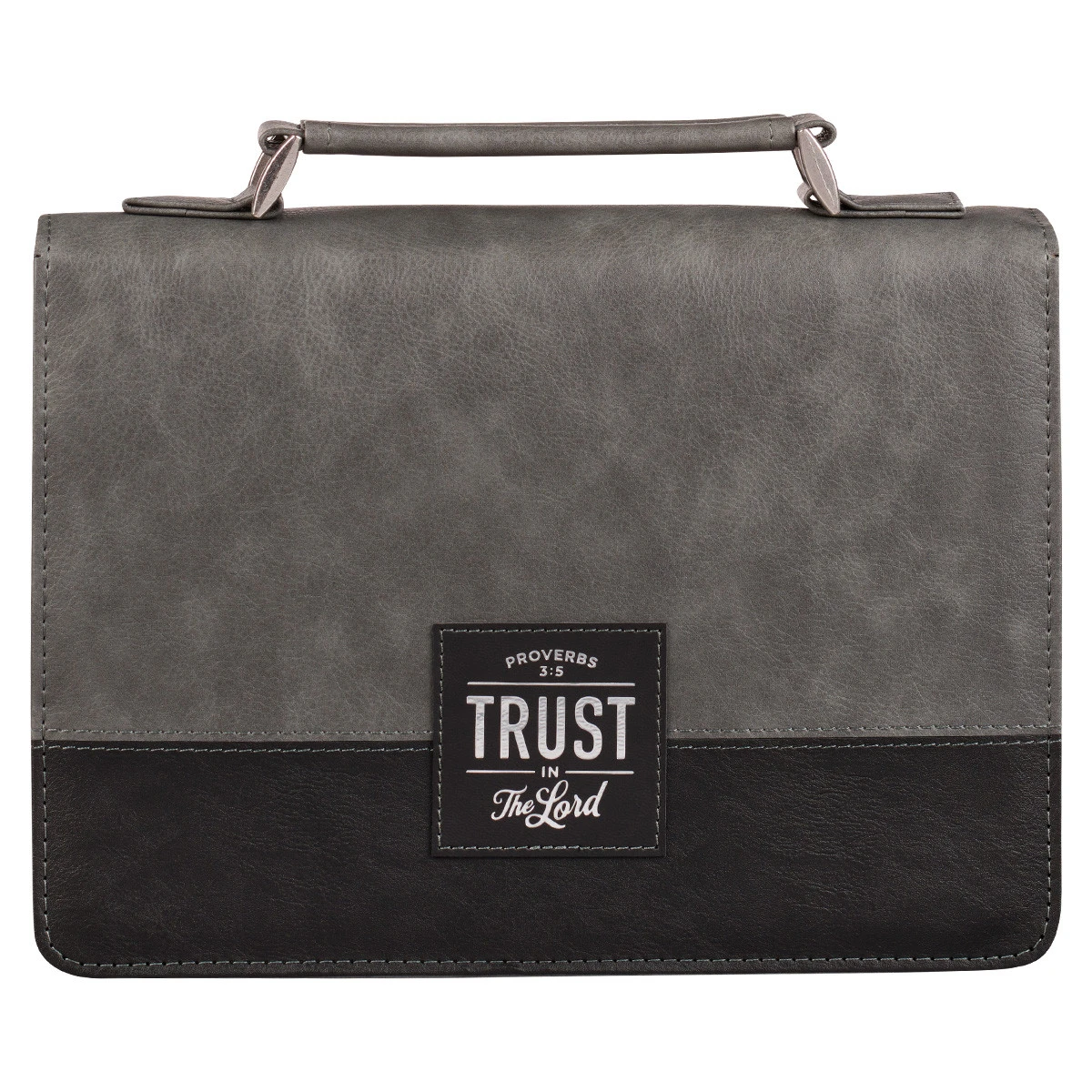 BC: Trust In The LORD Gray And Black Faux Leather Large 3 BC: Trust In The LORD Gray And Black Faux Leather Large