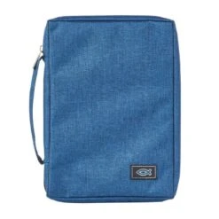 BC: Poly-canvas Blue Large Bible Cover With Fish Badge