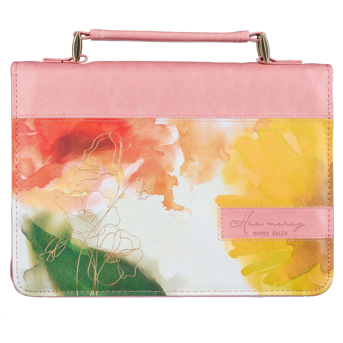 BC: Pastel Meadow Pink Watercolor Faux Leather Medium 3 BC: Pastel Meadow Pink Watercolor Faux Leather Medium