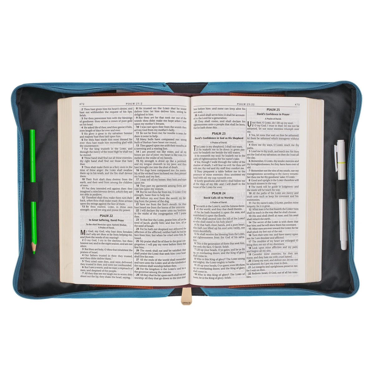 BC: Hope In The LORD Floral Mediterranean Blue Faux Leather Medium 5 BC: Hope In The LORD Floral Mediterranean Blue Faux Leather Medium - Image 3