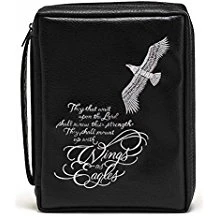 BC: Wings As Eagles Black Embroidered Leather Like Vinyl Large