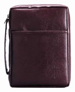 BC: Burgundy Embossed Cross Leather Look Small