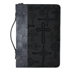 BC: Cross Design Midnight Black And Silver Tone Large
