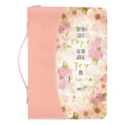BC: God Of Hope Joy Peace Romans Floral Peach Large Faux Leather