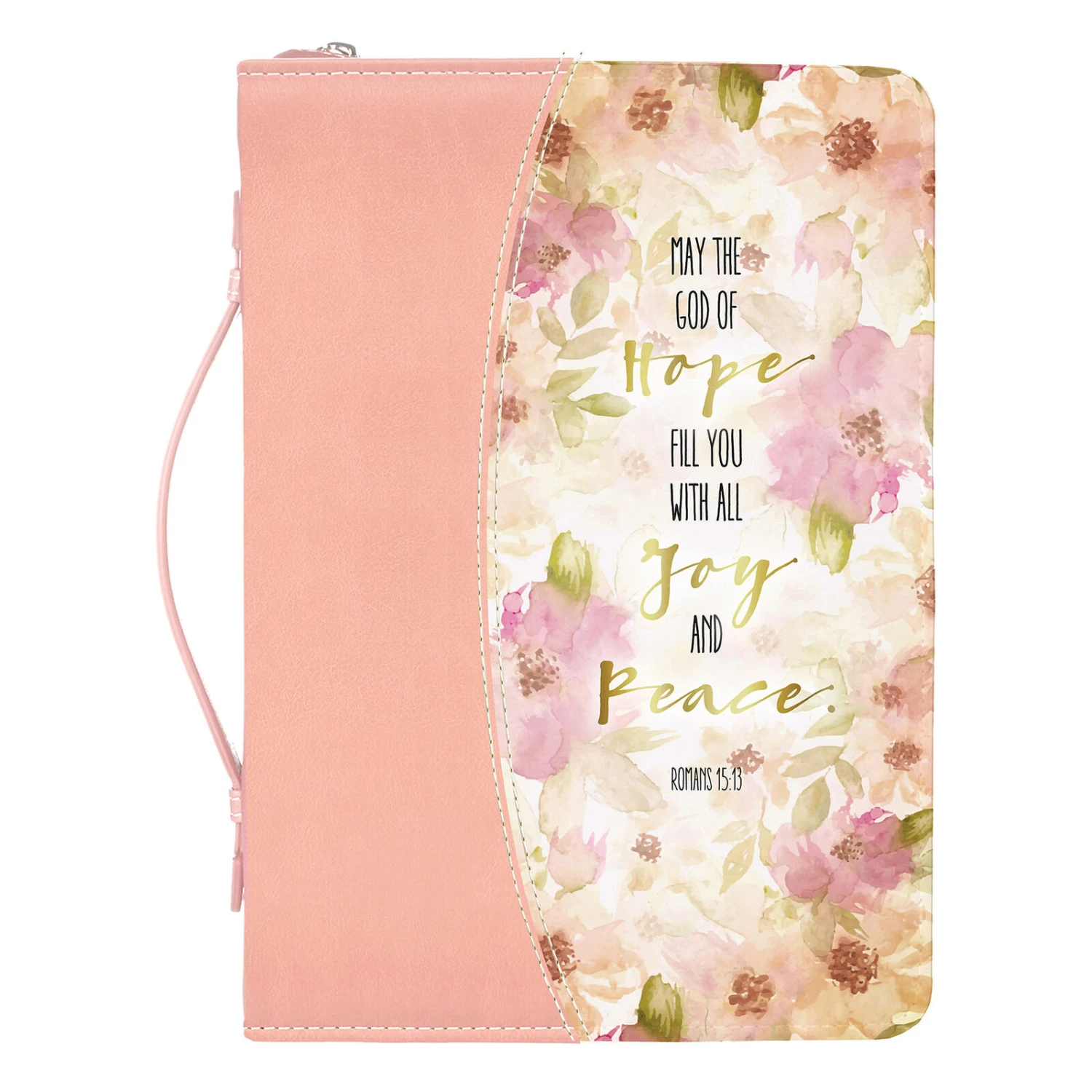 BC: God Of Hope Joy Peace Romans Floral Peach Large Faux Leather 3 BC: God Of Hope Joy Peace Romans Floral Peach Large Faux Leather
