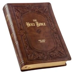 KJV Art Nouveau Framed Saddle Tan Faux Leather Bible – Thumb Index -Cheap Book Store 206 1004 2