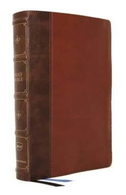 NKJV Large Print Thinline Reference Bible, Blue Letter, Leathersoft, Brown