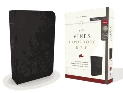NKJV Vines Expository Bible Leathersoft, Black, Comfort Print