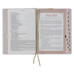 NLT Cream-colored Floral Faux Leather Spiritual Growth Bible -Cheap Book Store 212 0204 4