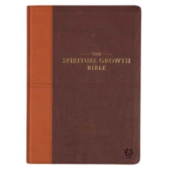 NLT Two-tone Espresso And Toffee Brown Faux Leather Spiritual Growth Bible